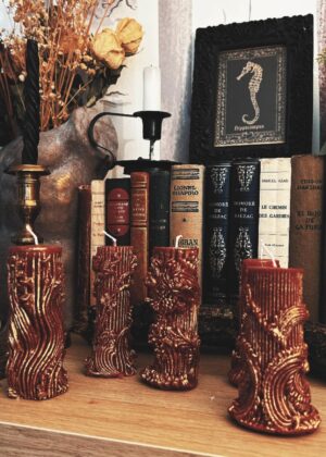 Bougies Moulées (Rouge et Doré)